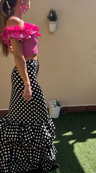 Falda flamenca o rociera negra S