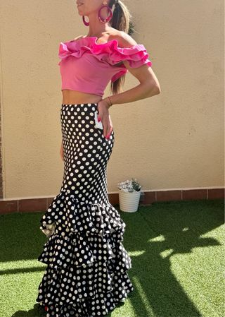Falda flamenca o rociera negra S