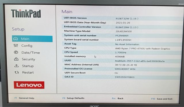 Lenovo ThinkPad Mainboard L14 AMD R7 PRO 4750U