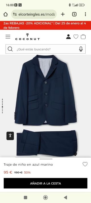 Traje chaqueta azul niño 8-9 años
