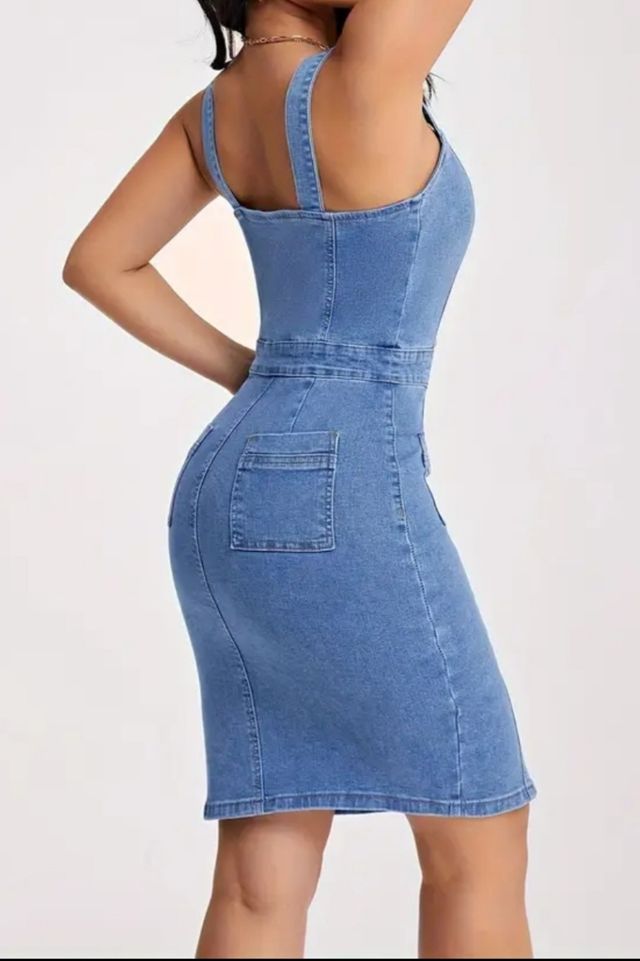 Vestido vaquero efecto faja