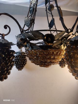 Lampara de techo forja y cristal suplado