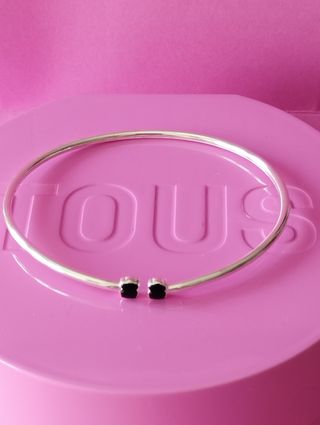 Pulsera plata con dos ositos pequeños ónix 