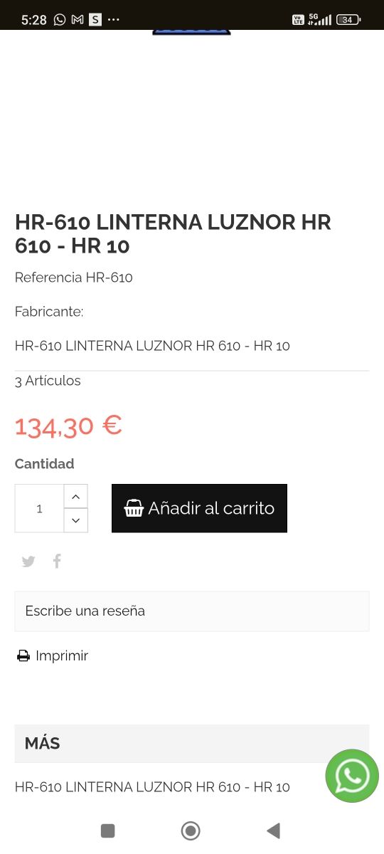 Linterna Profesional Luznor HR-10