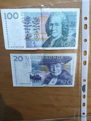 2 banconote svedesi da collezione – 100 e 20 SEK –
