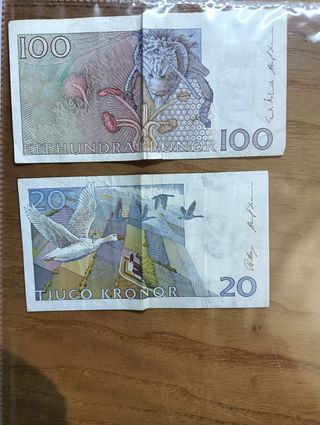 2 banconote svedesi da collezione – 100 e 20 SEK –