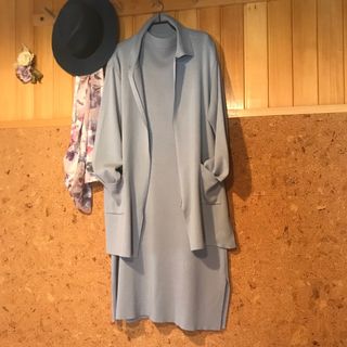 Coordinato vestito e spolverino in lana donna tg L