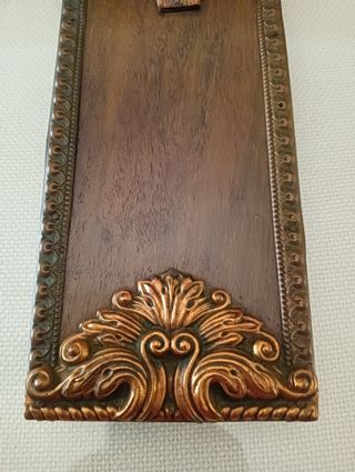 Crucifijo metal cobre -madera antigüedades