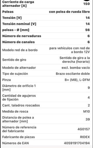 Alternador audi volkswagen seat...
