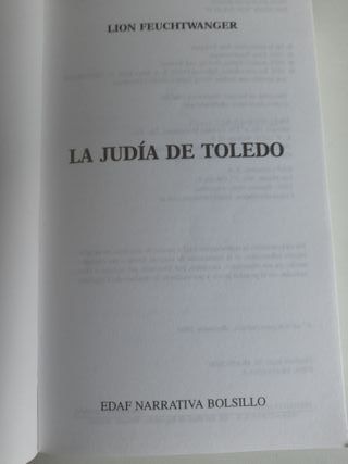 La judía de Toledo. Lion Feuchtwanger. Ed. EDAF
