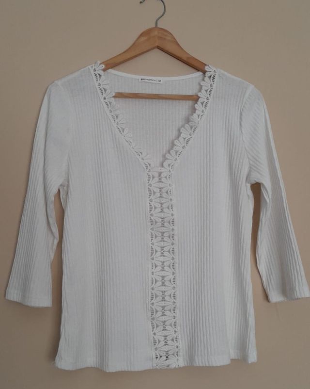 camiseta blanca mujer con mangas largas Encuentro