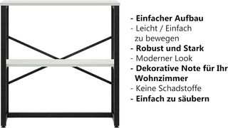 furniChic Console Table 2 Ripiani, Bianco 85x30x80