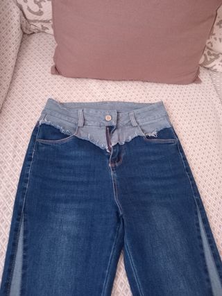 Pantalon  vaquero  bicolor mujer talla s