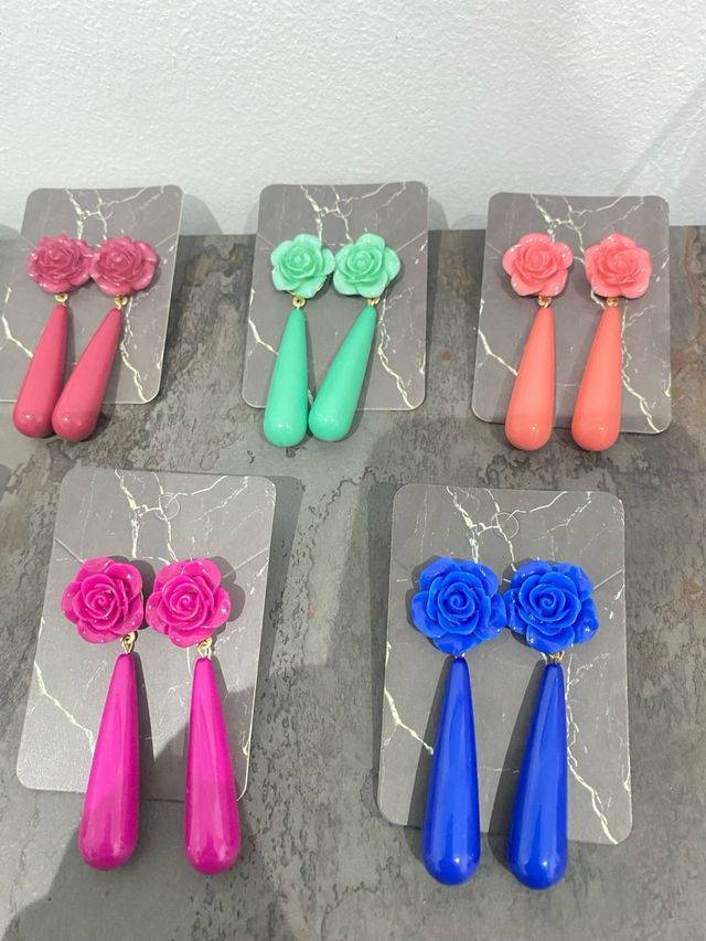 Pendientes corales flamenca