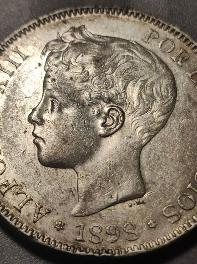 Moneda de plata de 5 pesetas de 1898
