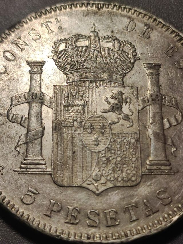 Moneda de plata de 5 pesetas de 1898