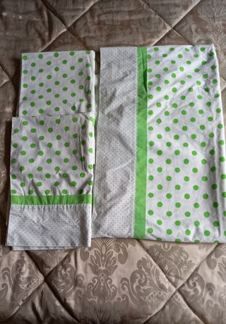 Lenzuolo matrimoniale con 2 federe vintage pois