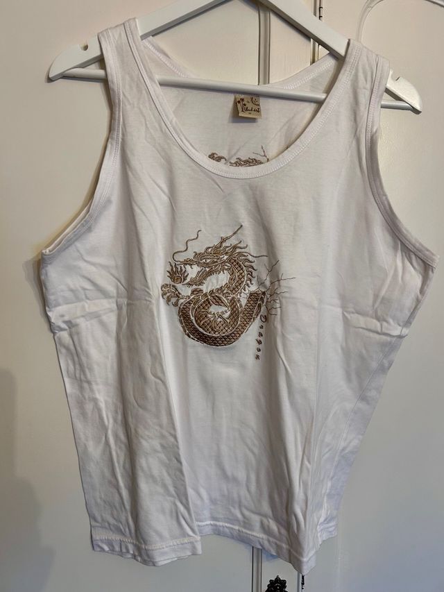 Camiseta tirantes blanca estampada