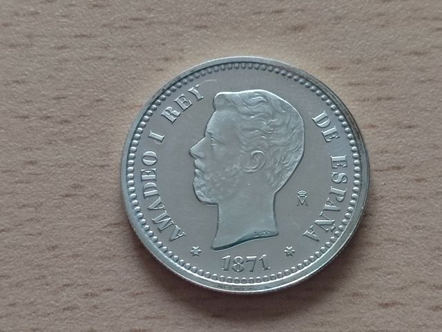 🥈 5 pesetas 1871 *18 *71 España moneda de plata