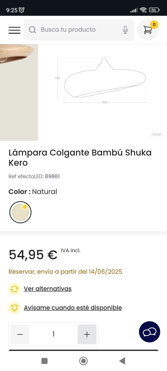 Lampara colgante bambu shuka kero