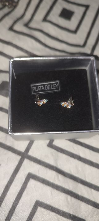Pendientes de mariposa plata de ley
