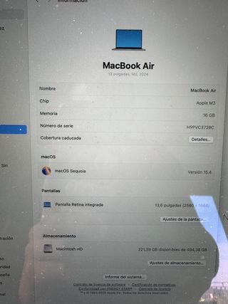 Macbook Air M3 16 Ram y 512HD