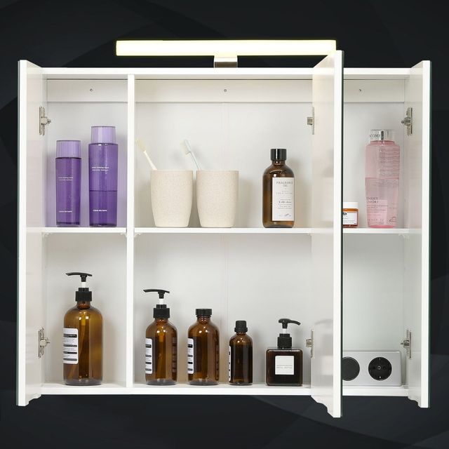 Armario de baño con espejo LED de 70 cm