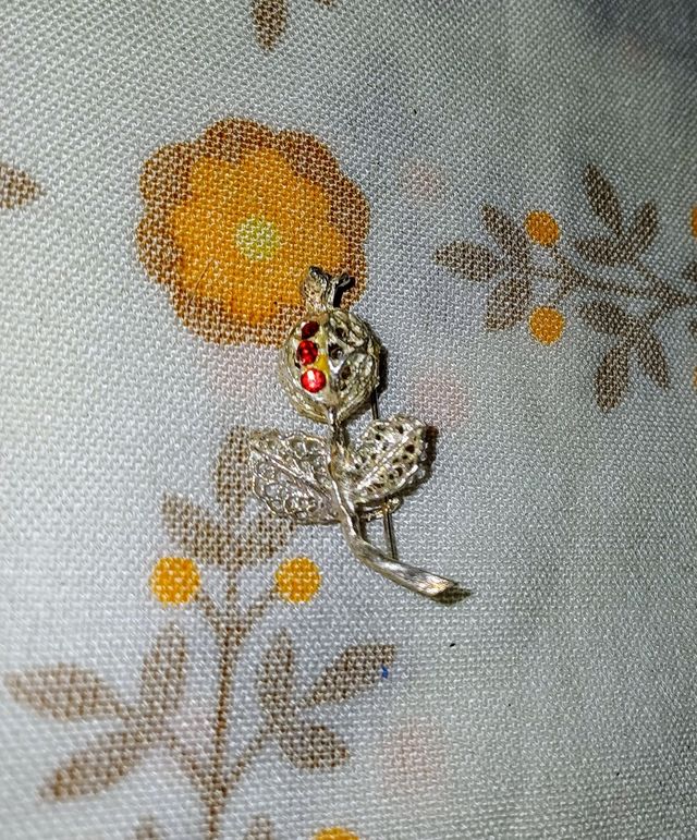 Brochê de prata a flor de romã