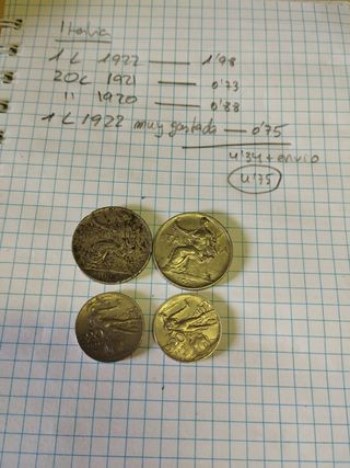 4 monedas Italia antiguas.