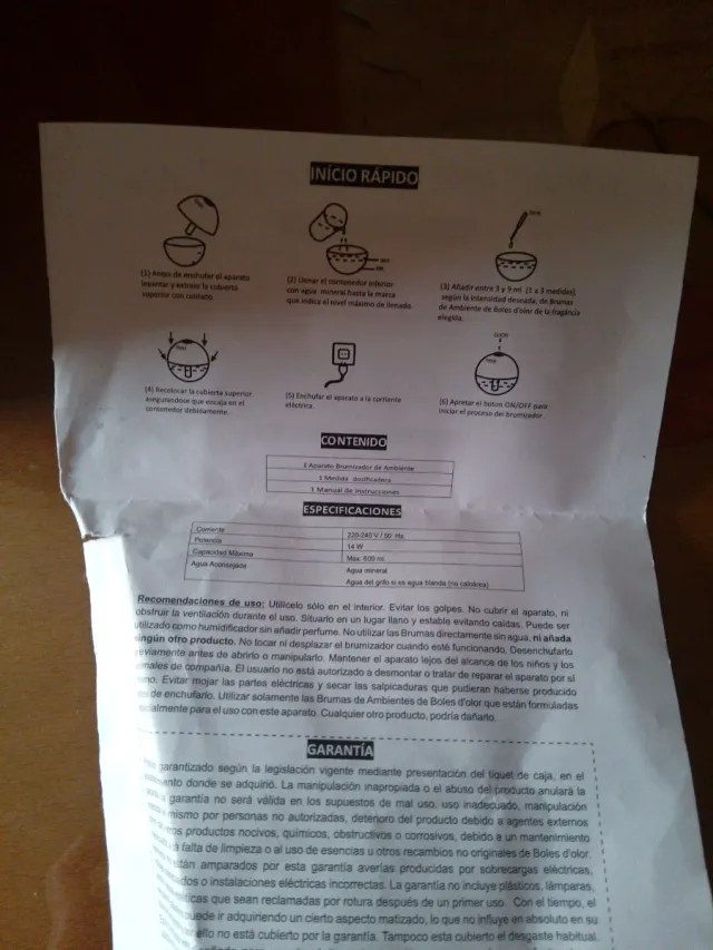 Boles d' olor difusor, Brumizador aromas