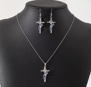 Conjunto cruz plata de 925