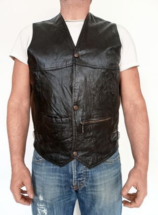 Chaleco vaquero cuero auténtico L Medida