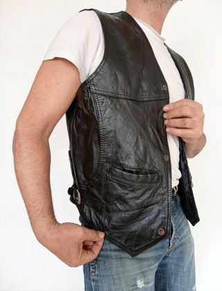 Chaleco vaquero cuero auténtico L Medida