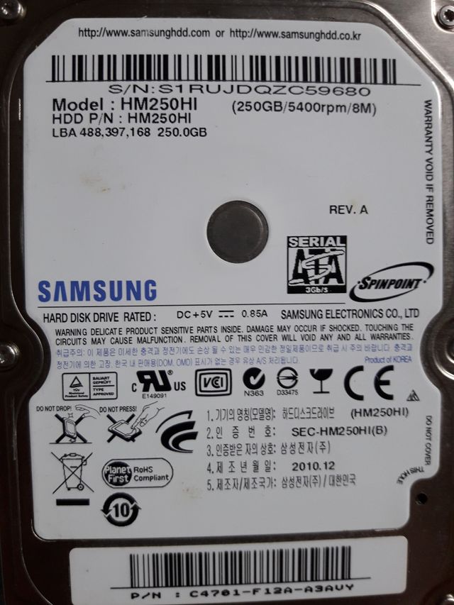Disco rigido Samsung da 250 GB