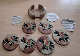 Set 6 sotto bicchieri etnici elefanti