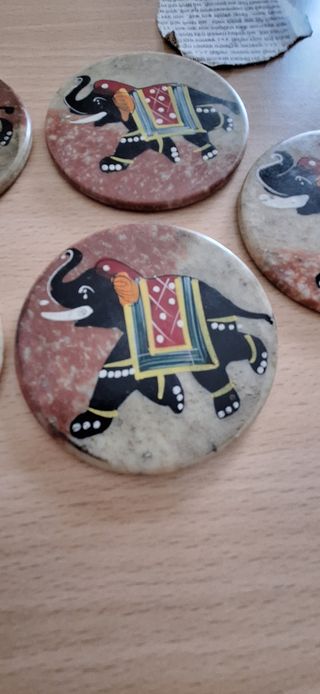 Set 6 sotto bicchieri etnici elefanti