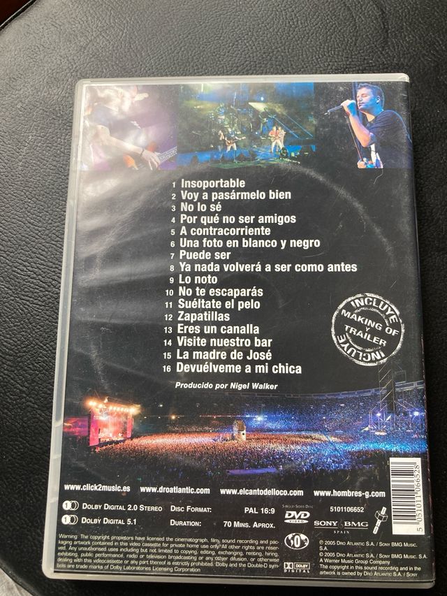 Dvd El canto del loco y Hombres G.