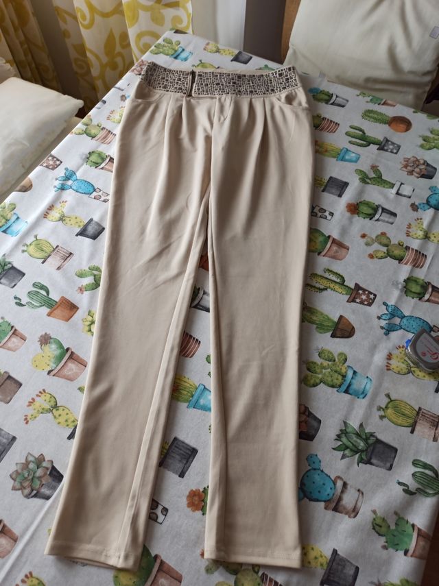PANTALON BEIGE MUJER TALLA S