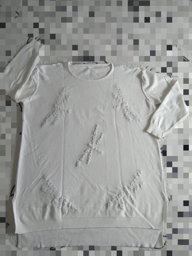 Jersey mariposas de perlas plateadas