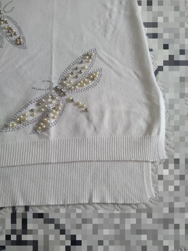 Jersey mariposas de perlas plateadas