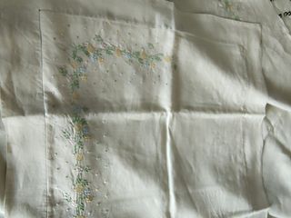 Vintage lenzuola matrimoniali lino ricam