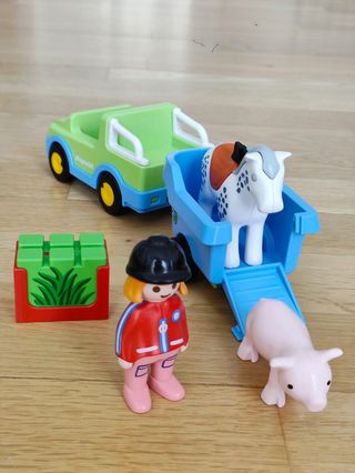 PLAYMOBIL 123 COCHE CON REMOLQUE