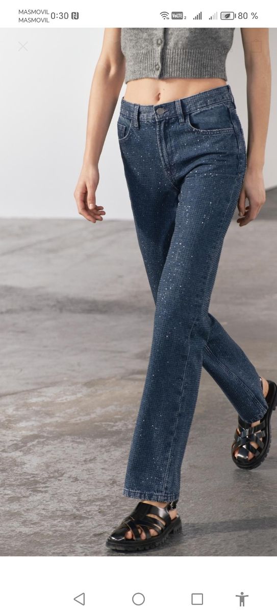 Jeans ZW Collection Bootcut Tiro Alto Brillos