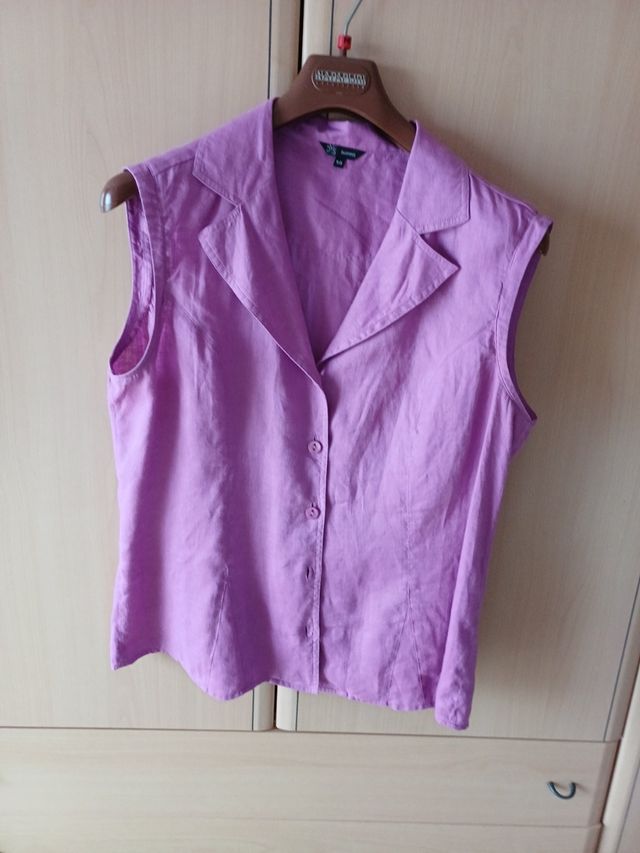 Camicia  in cotone ..lilla senza maniche