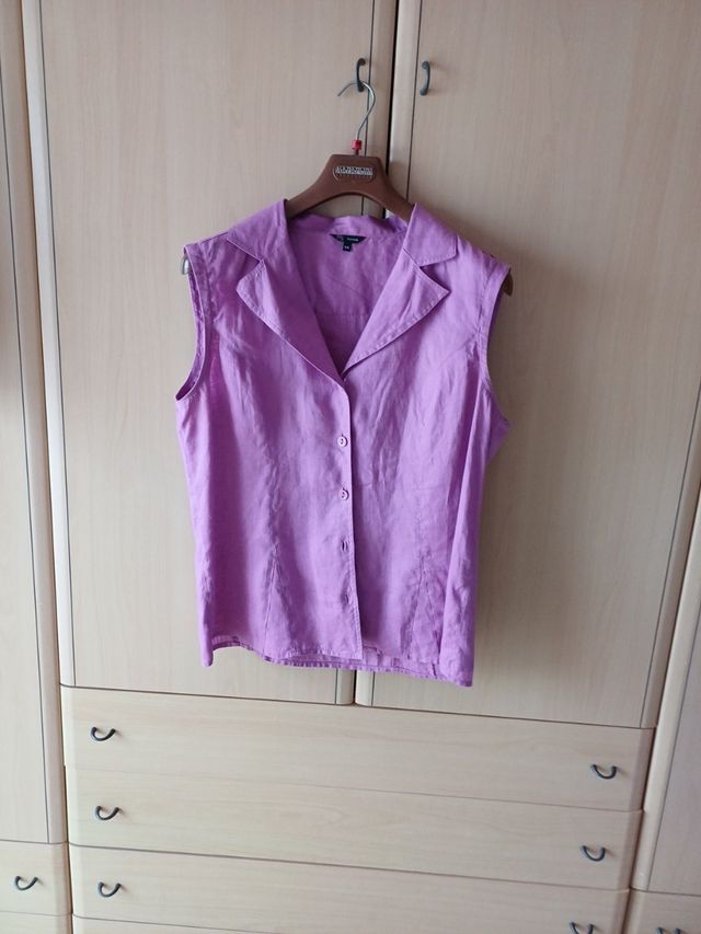 Camicia  in cotone ..lilla senza maniche
