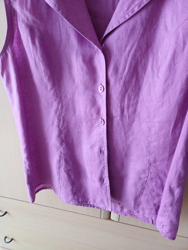 Camicia  in cotone ..lilla senza maniche