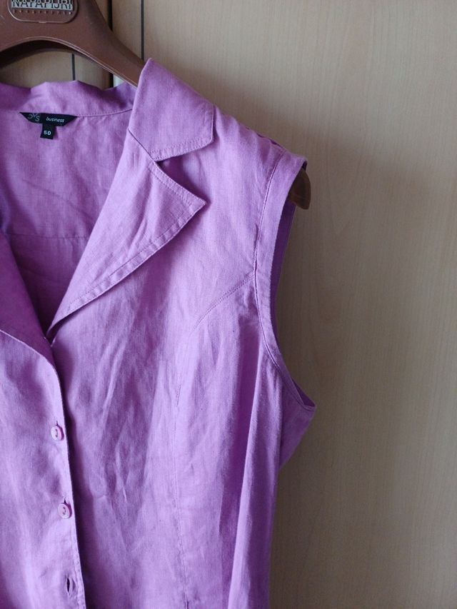 Camicia  in cotone ..lilla senza maniche