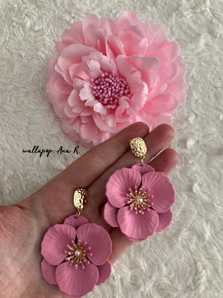 Pendientes de flamenca y flor rosa complementos