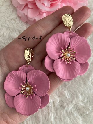Pendientes de flamenca y flor rosa complementos