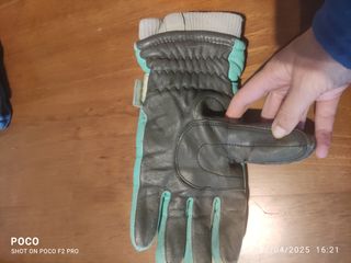 Guantes piel Reusch T-L turquesa y gris